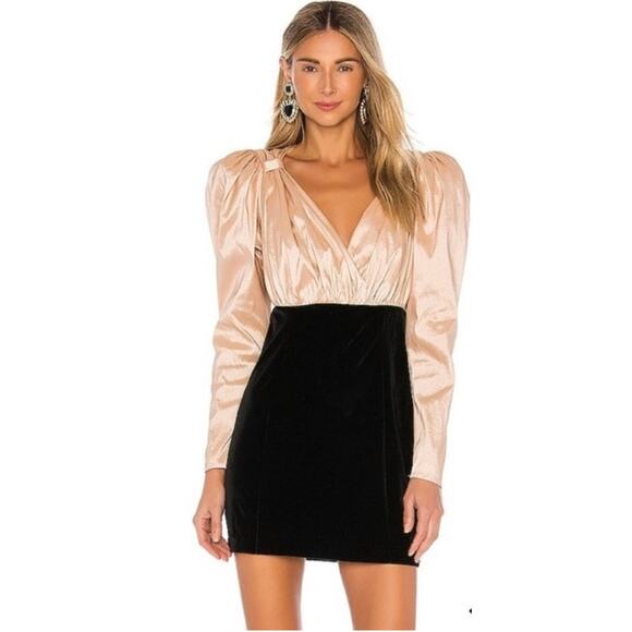 NWT LPA Kaia Black and Nude Mini Velvet and Taffeta Cocktail Dress Size S - Picture 8 of 13